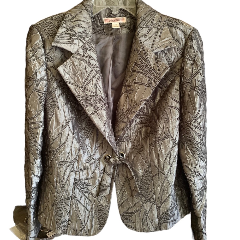 Maakif Womans Top Blazer Sz 12 Top Gray Lightweight Blazer